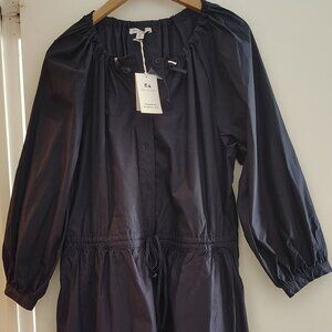 Free Assembly gathered neck cotton maxi dress with long sleeves